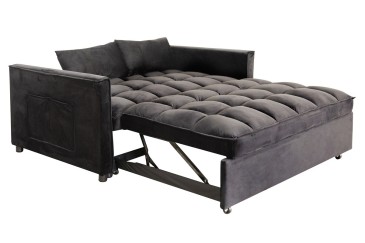 Sofá cama tapizado en microfibra de color negro al MEJOR PRECIO