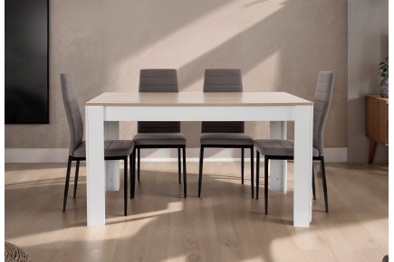 PACK Mesa VINTIMILIA + 4 Sillas YURI Gris/Negro