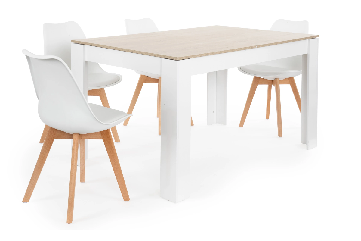 PACK Mesa TUSCANY + 4 Sillas BEECH Blancas diseño PACK Mesa TUSCANY + 4 Sillas BEECH Blancas diseño