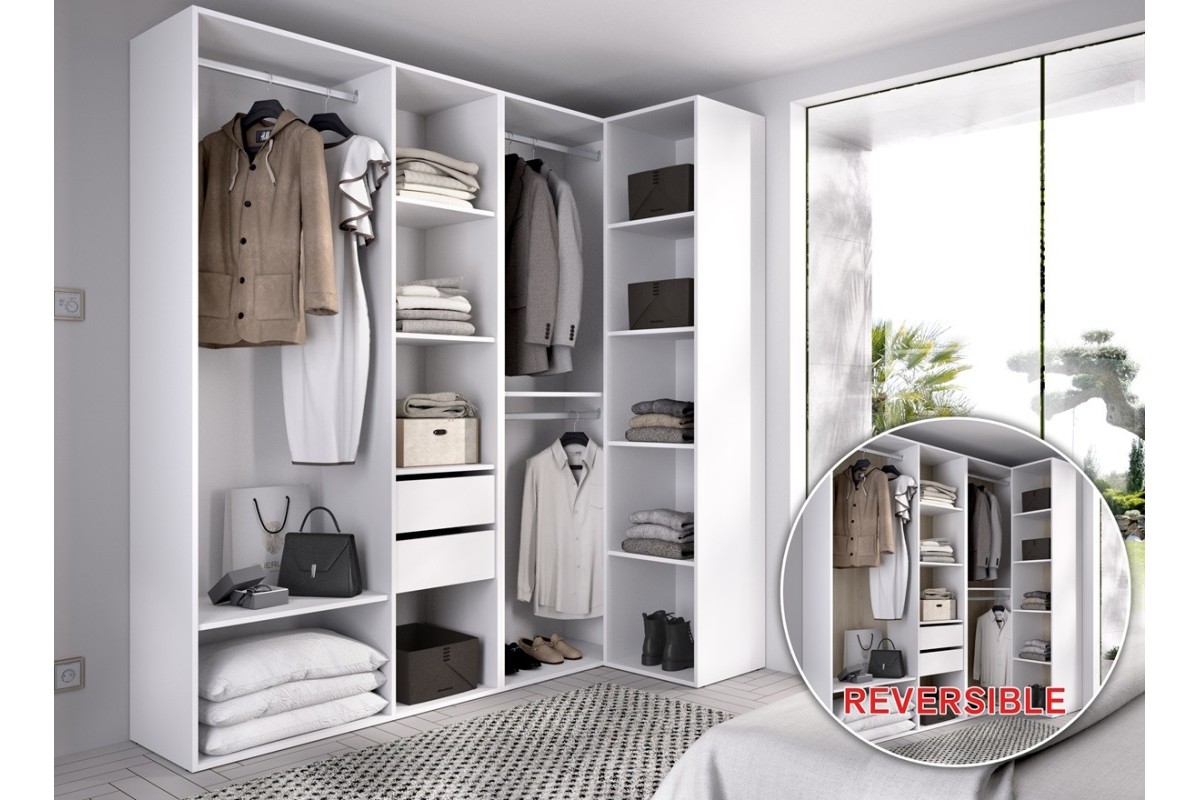 Armario Con Puertas De Ratán Y Cajón Grande - Estilo Rústico Blanco 180x85x52 Cm | Estantes Ajustables