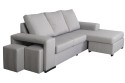 Chaiselongue AMARANTA direita com pufes Cinzento claro