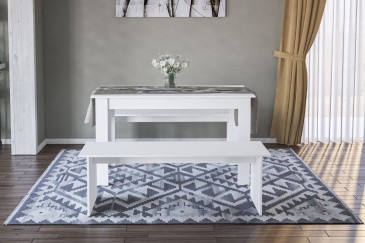 Comprar Conjunto de jantar Arti: Mesa + 2 bancos em branco
