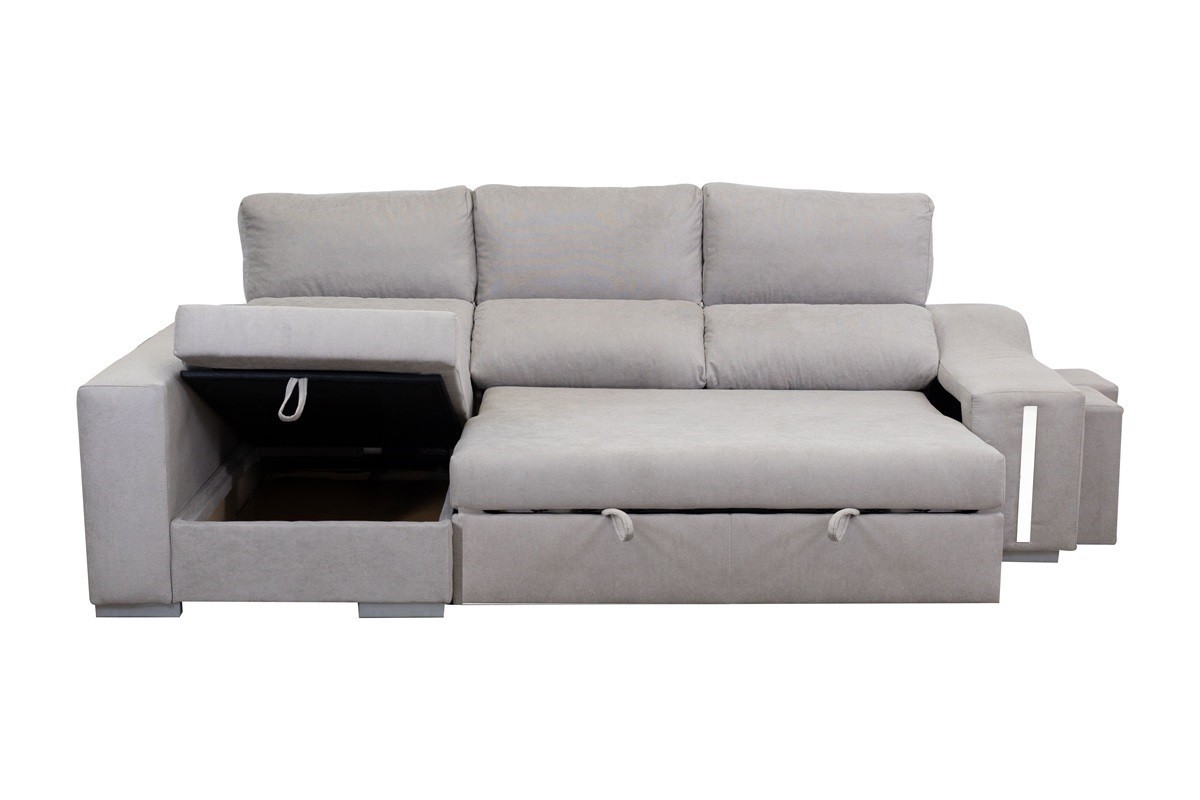 Chaiselongue Cama Izquierda AMARETTO Gris 263 cm