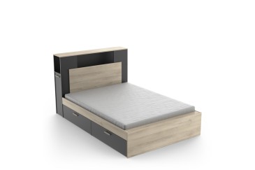 Cama compacta LIFE 140X190/200 Roble y Negro