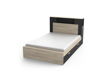 Cama compacta LIFE 140X190/200 Roble y Negro
