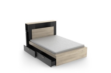 Cama compacta LIFE 140X190/200 Roble y Negro
