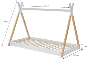 Cama con forma de cabaña + Colchón HR 90x190