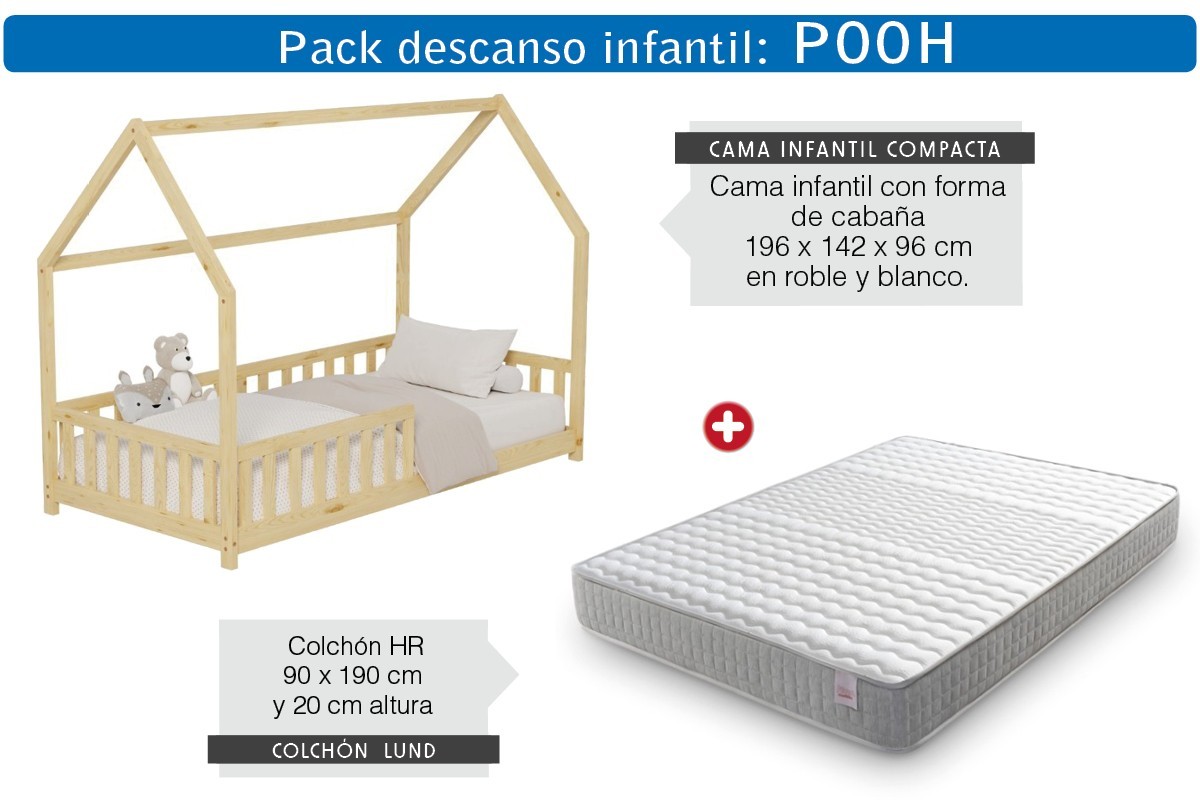 Pack Cama Cabaña POOH + Colchón 90x190 Pack Cama Cabaña POOH + Colchón 90x190