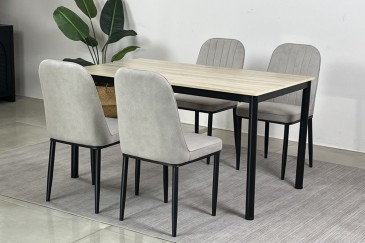 PACK de 1 Mesa de salón  + 4 Sillas de diseño gris