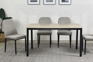 PACK de 1 Mesa de salón  + 4 Sillas de diseño gris