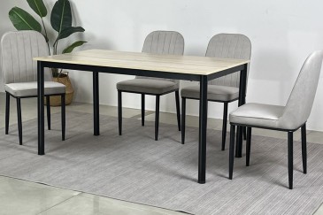 PACK de 1 Mesa de salón  + 4 Sillas de diseño gris