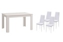Pack HAMAR Mesa em branco + 4 cadeiras YURI branco de design