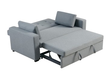 Sofá-cama PAU estofado em lona cinzenta ao MELHOR PREÇO