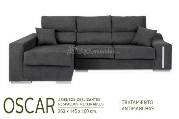 Sofá chaise lounge OSCAR em cinzento escuro ao MELHOR PREÇO