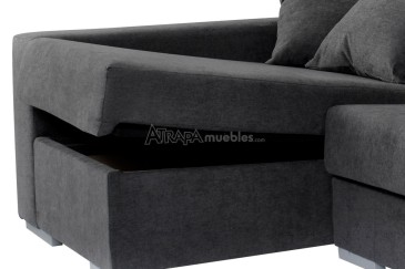 Sofá chaise lounge OSCAR em cinzento escuro ao MELHOR PREÇO