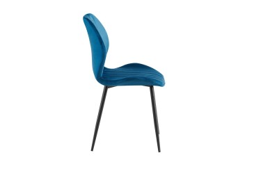 Conjunto de 4 cadeiras estofadas em azul com estrutura metálica preta