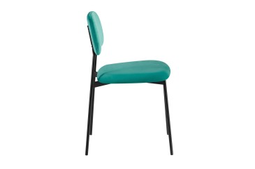 Conjunto de 4 cadeiras estofadas em verde com estrutura metálica preta