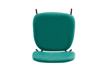 Conjunto de 4 cadeiras estofadas em verde com estrutura metálica preta