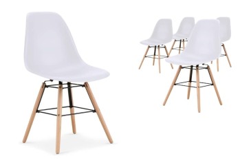 PACOTE de 1 mesa de centro extensível + 4 cadeiras TOWER em cor branca