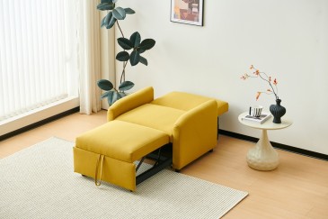 Sillón cama tapizado en color mostaza al MEJOR PRECIO