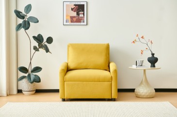 Sillón cama tapizado en color mostaza al MEJOR PRECIO