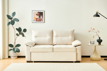 Sofá-cama de 2 Lugares em cor bege ao MELHOR PREÇO