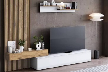 Mueble de salón TV DAPHNE Blanco y Roble