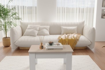 Mesa de centro em carvalho e branco ao MELHOR PREÇO