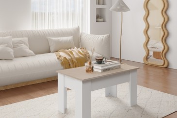 Mesa de centro em carvalho e branco ao MELHOR PREÇO