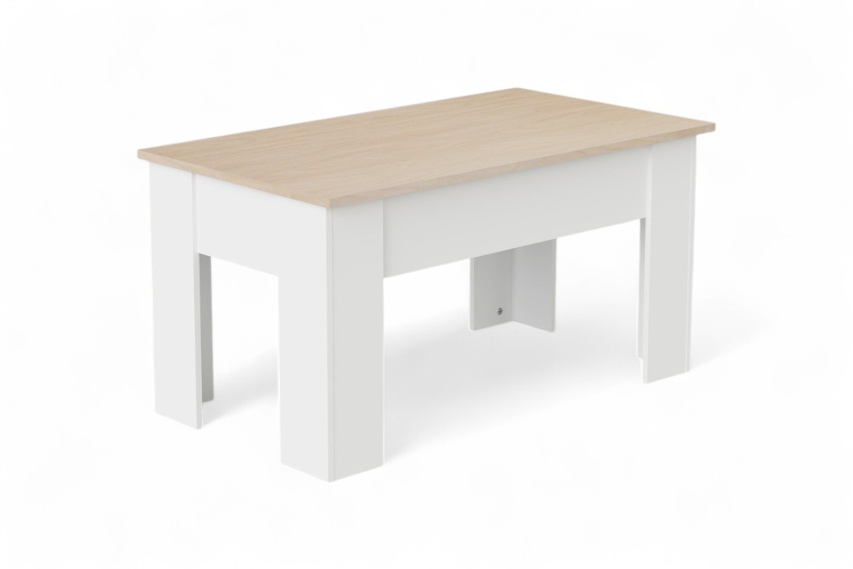 Mesa de centro elevable VIKA Carvalho e Branco Mesa de centro elevable VIKA Carvalho e Branco