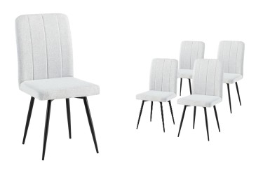 Conjunto de 4 sillas tapizadas en gris con estructura metálica