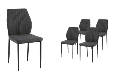 Conjunto de 4 sillas tapizadas en gris oscuro con estructura metálica