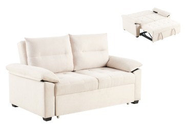 Sofá-cama de 2 Lugares em cor bege ao MELHOR PREÇO