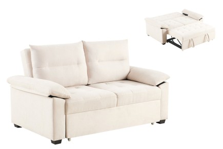 Sofá-cama de 2 Lugares em cor bege ao MELHOR PREÇO