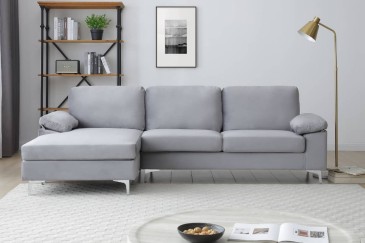 Sofá Chaise longue de 3 Lugares LUSINA Cinzento REVERSÍVEL