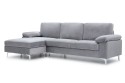 Sofá Chaise longue de 3 Lugares LUSINA Cinzento REVERSÍVEL