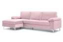 Sofá Chaise longue de 3 Lugares LUSINA Rosa Claro REVERSÍVEL