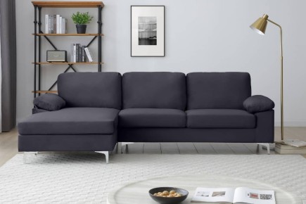 Sofá Chaiselongue LUSINA REVERSIBLE Negro