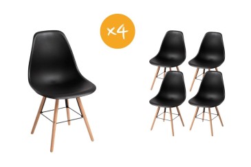 4 sillas Nordic Negras diseño