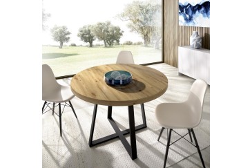 Mesa de salón circular extensible con patas metálicas al MEJOR PRECIO