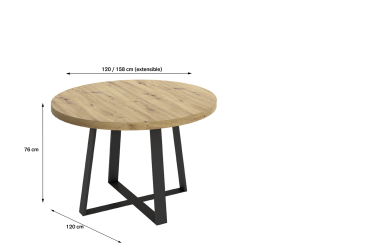 Mesa de salón circular extensible con patas metálicas al MEJOR PRECIO