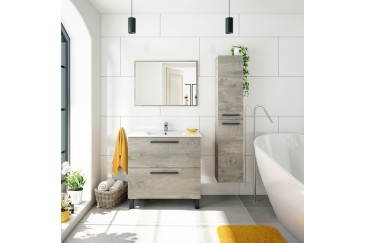 Mueble de baño 80 cm con 2 cajones en color roble alaska