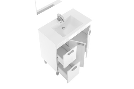 Móvel de casa de banho AKTIVA branco com 2 portas, 2 gavetas e espelho