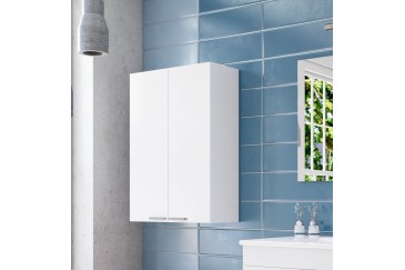Coluna de casa de banho com 1 porta na cor Branco Brilhante