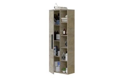 Columna de baño de 1 puerta + Estantes para COLGAR en color Roble ALASKA
