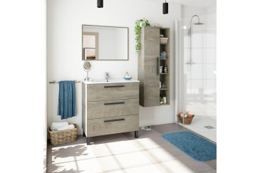 Coluna de casa de banho com 1 porta + Prateleiras cor Carvalho ALASKA
