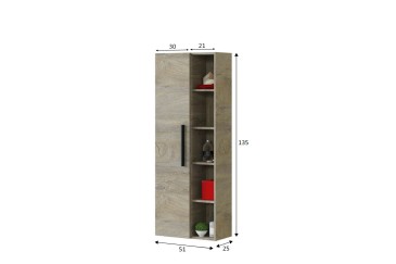 Coluna de casa de banho com 1 porta + Prateleiras cor Carvalho ALASKA