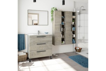 Coluna de casa de banho com 1 porta + Prateleiras cor Carvalho ALASKA