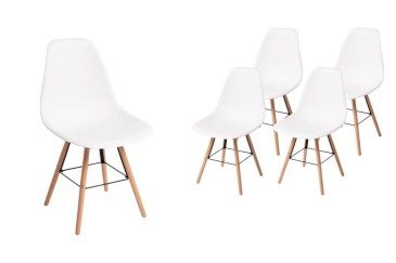 PACK Mesa de cristal de salón + 4  Sillas NORDIC en Blanco
