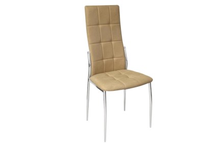 Conjunto de 4 sillas cromadas tapizadas en elegante tela de Color Beige